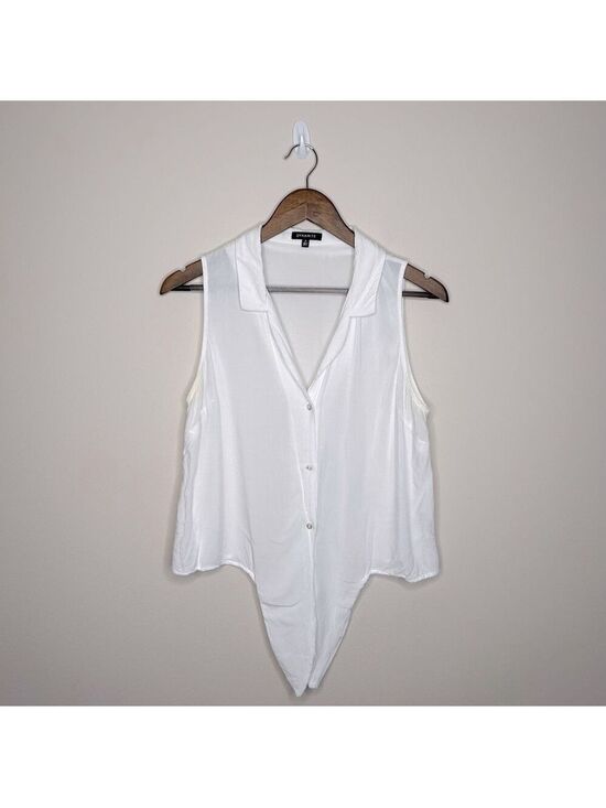 Dynamite Tops - Dynamite White Tie Front Sleeveless Blouse Medium